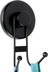 Metaliniai dvigubi kabliukai su siurbtuku, juodi, 6,5 × 5,5 × 10 cm