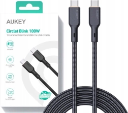 Kevlarinis USB-C kabelis AUKEY, 1 m, 5 A, 100 W PD