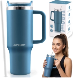 Berdsen vakuuminis termo puodelis su šiaudeliu 1180 ml, jūrinė mėlyna