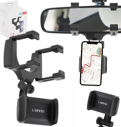 Telefono laikiklis automobiliui, tvirtinamas prie galinio vaizdo veidrodėlio, su rotacija