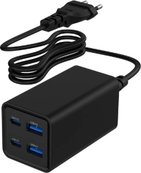 Universalus 65 W GaN įkroviklis 2xUSB-A 2xUSB-C greitas įkrovimas juodas