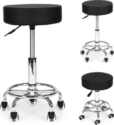 Pasukamas kosmetinis ir medicininis su atlošu suoliukas, juodas ModernHome