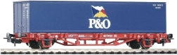 Platforminis vagonas PIKO Lgs579 su 40 ft konteineriu P&O, DB AG, H0 (V epocha)