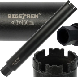 Deimantinė gręžimo karūna 63 × 450 mm BIGSTREN, 1-1/4" UNC sriegis betonui ir akmeniui
