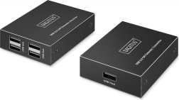 USB 2.0 Extender over CAT 6 Cable up to 150 m, 4× USB‑A, 1× RJ45 Gigabit Ethernet – Transmitter/Receiver Set