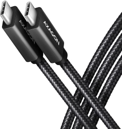 AXAGON USB‑C – USB‑C Cable 3.2 Gen 2, 1 m, PD 100 W, 5 A, 4K, aluminum, braided, black