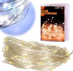 LED vieliniai kalėdiniai dekoratyviniai žibintai, šaltai balta – 5 m