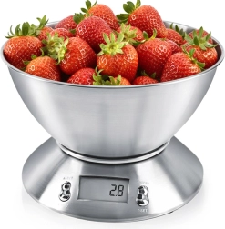 Nerūdijančio plieno virtuvinės svarstyklės su dubeniu 5 kg, 2,2 l