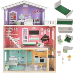 Medinis lėlių namelis 114 cm su liftu ir įranga KRUZZEL