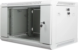 Wall-Mounted Cabinet 19'' 6U 600x450 mm Gray with Glass Doors