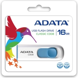 ADATA 16 GB USB 2.0 Flash Drive, White/Blue