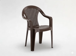 Plastikinis sodo krėslas su porankiais, rudas, 56 × 42 × 78 cm