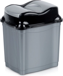 Plastikinė šiukšliadėžė 5 l su atverčiamu dangčiu, pilka