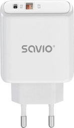 Tinklo įkroviklis 20 W SAVIO LA-12 su USB-C PD ir USB-A QC
