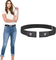 Elastingas kelnių diržas be sagties, reguliuojamas, juodas