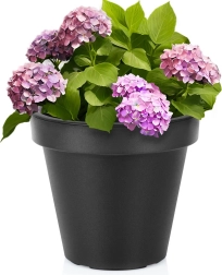 Plastic garden flower pot black round 29 cm