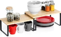 Set of 2 Bamboo Kitchen Shelves