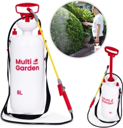 8 l slėginis sodo purkštuvas MULTIGARDEN su ilga lance ir stūmokliniu siurbliu