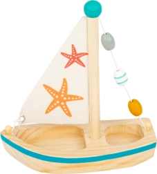 Small Foot wooden sailboat with starfish for water play