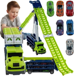 Iso Trade truck – slide/ramp with 6 metal toy cars