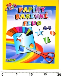 Spalvoti fluorescenciniai A4 popieriai, 10 lapų