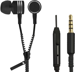 Ausinės į ausis ZIPPER su mikrofonu – juodos