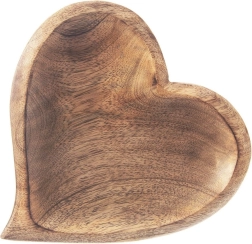 Medinė serviravimo lėkštė iš mangmedžio, širdies formos, 20 × 21 cm