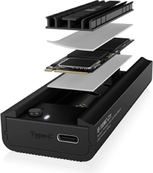 Dokavimo stotelė ICY BOX IB-180MC-C31, skirta SSD M.2 NVMe ir SATA, USB 3.2 Gen 2 Type‑C, aliuminis