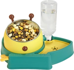 2-in-1 Bowl with Automatic Water Dispenser for Dogs and Cats - Green