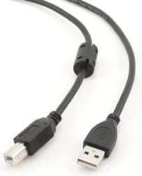 USB 2.0 A–B laidas 4,5 m su feritiniu branduoliu, paauksuotais kontaktais