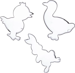 Nerūdijančio plieno sausainių formelių rinkinys „Velykos“ 5–6 cm, 3 vnt.
