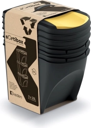 Prosperplast Sortibox rūšiavimo šiukšliadėžių rinkinys 3×25 l, juodas (perdirbtas)