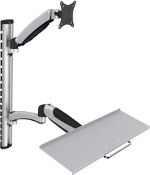 Wall-mounted arm for monitor and keyboard, max. 27", max. 8kg, 360° rotatable