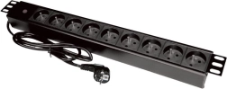 19" rack maitinimo juosta su 9 CEE 7/5 lizdais ir CEE 7/7 kištuku