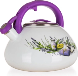 Enamelled Whistling Kettle Lavender 3 l, diameter 22.5 cm