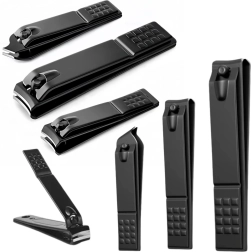 Juodų nagų kirpiklių rinkinys, 3 vnt – didelis, mažas ir įstrižas