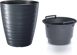 Vazonas Maze su įdėklu 37,5 cm antracito spalvos