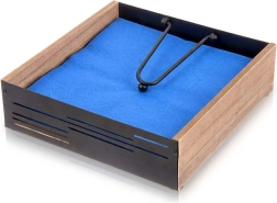 Juodas metalinis servetėlių laikiklis su prispaudžiamąja svirtimi LINE 18 × 18 × 5 cm