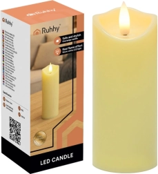 LED žvakė 12,5 × 5 cm su mirgančios liepsnos efektu, šiltai balta