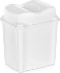 Plastikinė 5 l šiukšliadėžė, balta, su atverčiamu dangčiu
