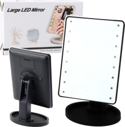 LED kosmetinis veidrodis su stovu ir reguliavimu, juodas