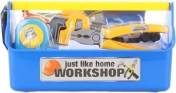 Children’s plastic tool set with a drill in a portable case