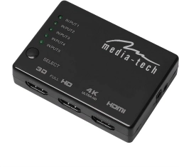 HDMI perjungiklis 5×1 4K su nuotolinio valdymo pultu MEDIA-TECH