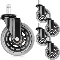 Guminiai ratukai biuro kėdei 75 mm, kaištis 11 mm, 5 vnt.