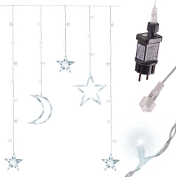 Šviesos LED kabinamas užuolaidinis šviestuvas mėnulis ir žvaigždės 2,5 m, 138 LED – Balta