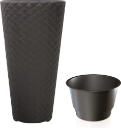 Gėlių vazonas Matuba Slim su įdėklu 40 cm, antracito spalvos