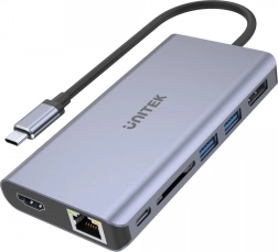 Multifunctional USB-C hub 2x USB 3.1, HDMI 2.0, DP 1.4, RJ45, SD, Power Delivery