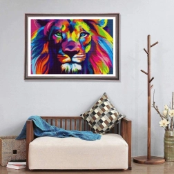 5D deimantinė mozaika – vaivorykštinis liūtas: kūrybinis rinkinys suaugusiesiems ir vaikams