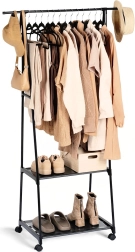 Metalinė stovima drabužių kabykla ant ratukų 88 × 44 × 160 cm