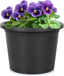 Garden plastic flower pot black round 23 cm